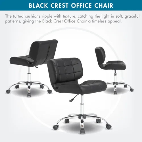 Vista 5 de Calico Designs - Silla de oficina moderna sin brazos con cresta negra, silla giratoria de oficina, silla de escritorio, silla de computadora