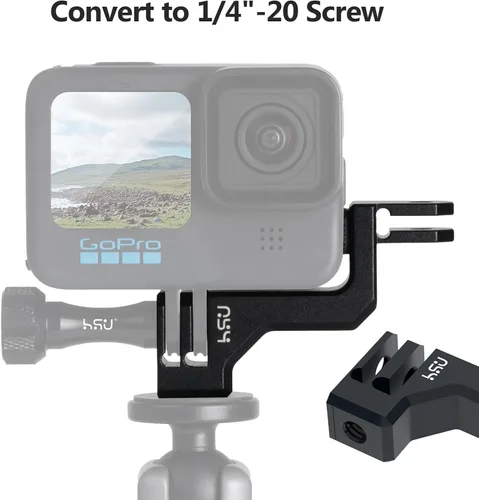 Vista 3 de HSU 90 grados vertical soporte adaptador codo montaje para GoPro Hero 13/12/11/10/9 negro