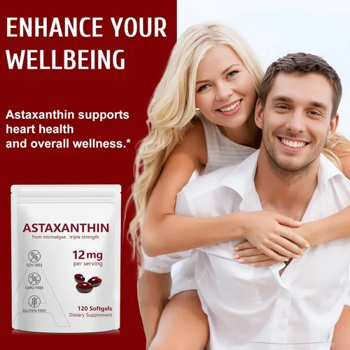 Vista 7 de Daiasns Astaxantina 12 mg, suplementos antioxidantes de astaxantina que apoyan la salud de los ojos, las articulaciones, la circulación interna