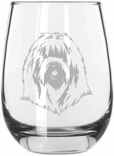Vista 584 de Shar Pei (chino) - Vaso de vino sin tallo grabado para perro, 15.25 onzas