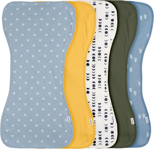 Vista 16 de Gerber Paños unisex para eructos para bebé, paquete de 5, azul dorado, tamaño 10.5 x 21 pulgadas