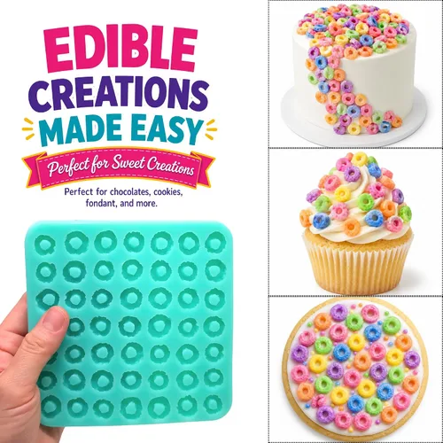 Vista 7 de Fruit Rings - Molde de bucle de cereales para 49 cavidades, para cera derretida, jabón, resina, arcilla de silicona flexible (Natucraft)