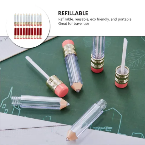 Vista 5 de DOITOOL 20 unidades de mini recipientes vacíos de brillo de labios reutilizables transparentes en forma de lápiz vacío para brillo de labios frascos
