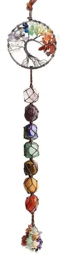 Vista 2 de Árbol de la vida, 7 piedras de chakras, atrapasueños, cristales curativos, regalos de Feng Shui, decoración de habitación de brujas para mujeres