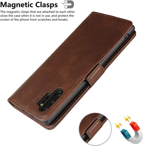 Vista 6 de iCoverCase Funda tipo cartera para Samsung Galaxy Note 10 Plus, cuero sintético de alta calidad, ranuras para tarjetas, soporte para tarjetas