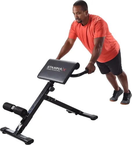 Vista 9 de Stamina X Banco de peso ajustable para ejercicios de abdominales, espalda y núcleo, banco de hiperextensión para sentadillas y fitness para Negro