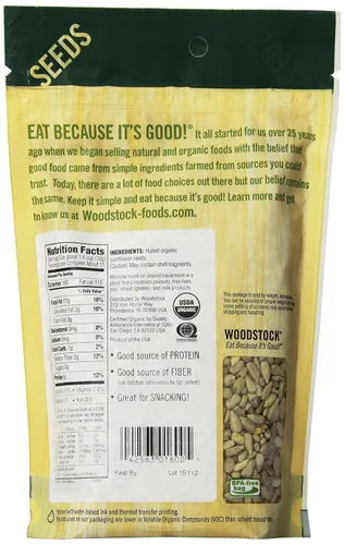 Vista 2 de Woodstock Foods Semillas de girasol orgánicas sin cáscara y sin sal, 12 onzas