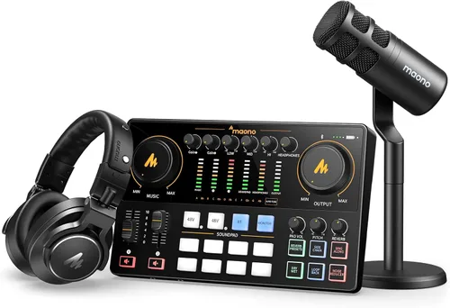 Vista 12 de MAONO E2 Gen2 Equipo de podcast Bundle Mezclador de interfaz de audio