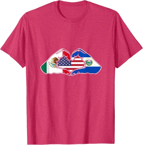 Vista 30 de Corazón manos México, El Salvador y Estados Unidos. Camiseta, Negro
