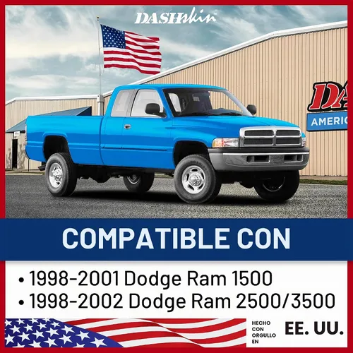 Vista 2 de DASHSKIN Tapa moldeada para salpicadero compatible con Dodge Ram 1500 1998 1999 2000 2001 (98-02 Ram 2500 y 3500) en negro universal, fabricado