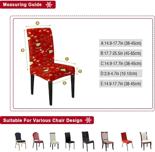 Vista 5 de XMNTG Juego de 2 fundas elásticas para sillas de comedor de Navidad, fundas elásticas para sillas Parsons, estampado de gnomos de Navidad