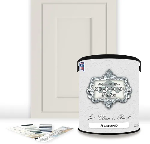 Vista 110 de Pintura TODO EN UNO, Abbey (gris cálido), Muestra de 8oz - Pintura duradera para gabinetes y muebles. Imprimación y capa superior incorporadas,
