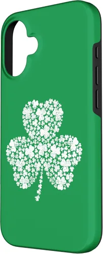 Vista 2 de Funda verde vintage con trébol relleno de trébol para iPhone 16