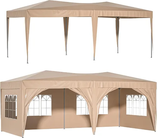 Vista 9 de KELRIA Tienda de campaña para exteriores de 10 x 30 pies, tienda de campaña para fiestas, bodas, cumpleaños, con 5 paredes laterales extraíbles