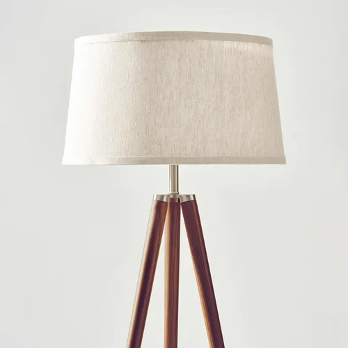Vista 8 de Brightech Emma - Lámpara de pie LED, lámpara alta con patas de madera, lámpara de pie moderna de mediados de siglo para leer en el dormitorio Marrón