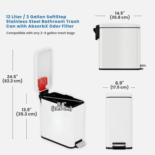 Vista 7 de iTouchless Cubo de basura para guardería de 3 galones Cubo de basura para Blanco tiza