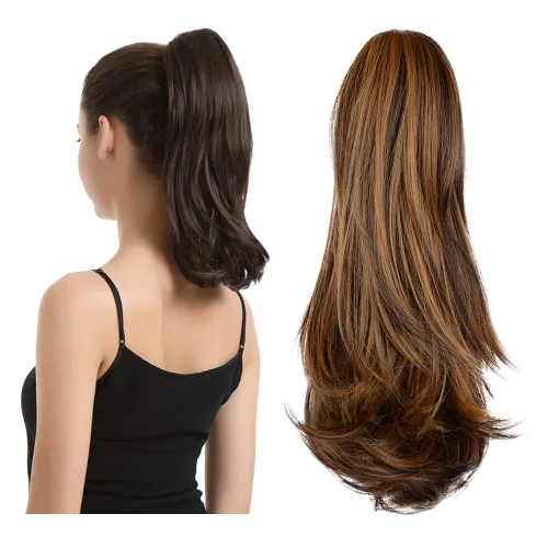 Vista 23 de BARSDAR Extensiones de cola de caballo con clip de garra, extensiones de cabello corto ondulado negro de 14 pulgadas para mujer, extensiones