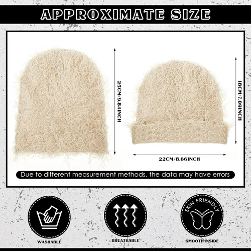 Vista 2 de Chuarry Distressed Knitted Beanie Fuzzy Winter Hat Albaricoque surtido
