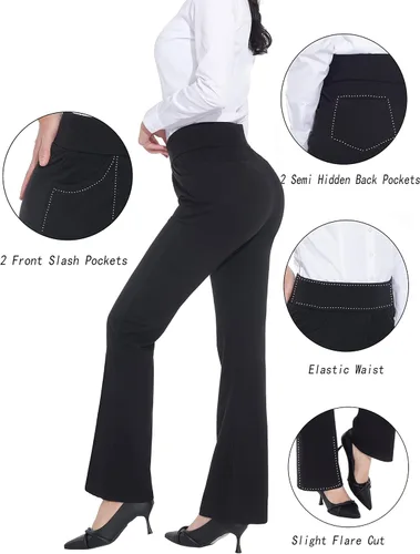 Vista 4 de ZTN Pantalones de vestir de cintura alta para mujer, con control de abdomen, para trabajo, negocios, casual, oficina, con 4 bolsillos