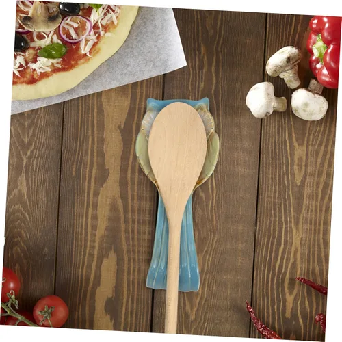 Vista 8 de Yardwe Soporte para cucharas de búho, herramientas de decoración, utensilios de servir para bufé, cucharas de sopa, plato de cerámica para reposo