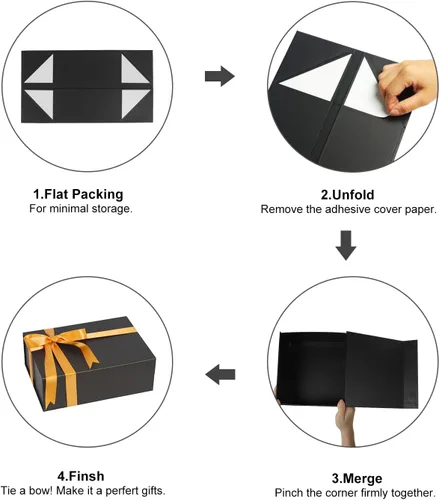 Vista 3 de CHARMGIFTBOX Caja de regalo elegante, caja de regalo plegable, paquetes múltiples, caja de regalo con cinta, caja de regalo para regalo