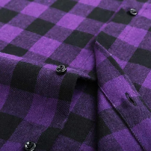 Vista 6 de Cromoncent - Camisa casual de franela a cuadros con botones para hombre