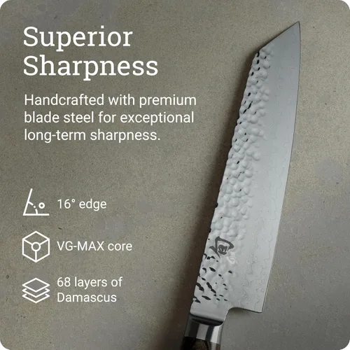 Vista 4 de Shun Premier - Cuchillo Kiritsuke de 8 pulgadas, cuchillo de cocina japonés hecho a mano para chefs profesionales y domésticos, núcleo VG-MAX