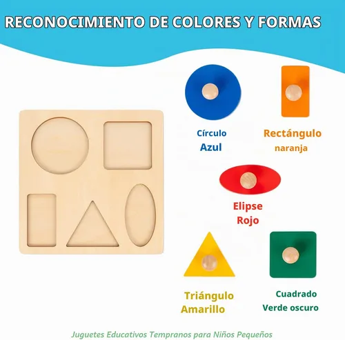 Vista 2 de Juguetes Montessori para bebés de 6 a 12 meses, rompecabezas con forma de madera para niños pequeños de 1 a 3 años, rompecabezas jumbo con perilla