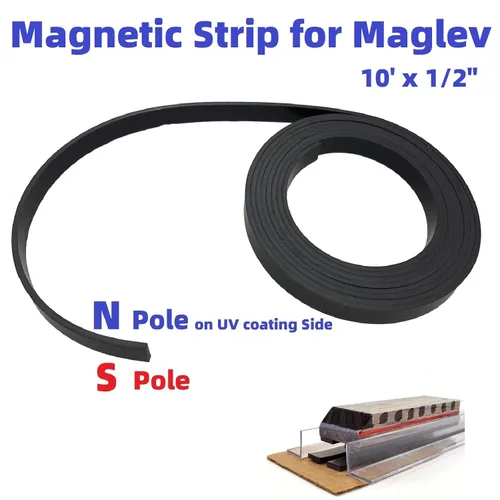Vista 2 de Cinta magnética monopolar de 1/2" para proyecto científico de tren Maglev, reemplazo. Grosor de 0,12 pulgadas (longitud 10 pies)