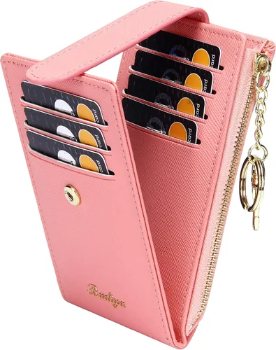 Vista 8 de Badiya Tarjetero para mujeres con RFID, carteras delgadas, plegables, tarjetero multifuncional, monedero
