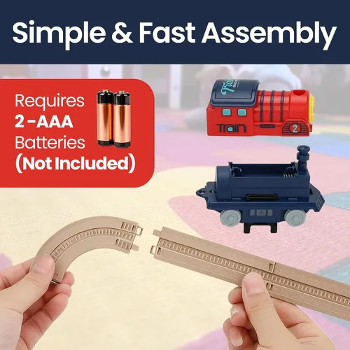 Vista 5 de Juguetes de tren para niños pequeños de 3 a 5 años Juego de tren eléctrico para niños – Tren de juguete, estación de tren con bucle, puente