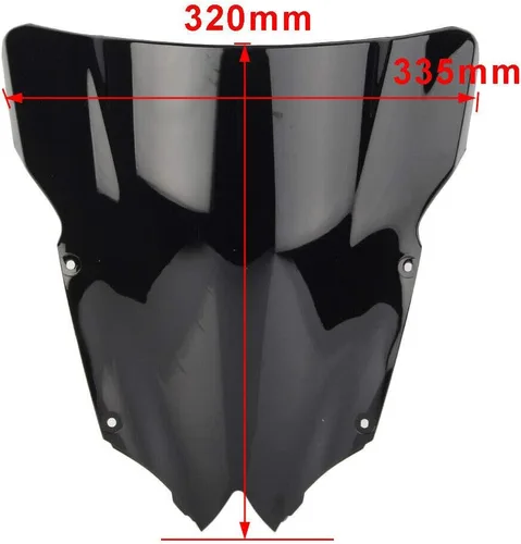 Vista 5 de Parabrisas negro doble burbuja ABS plástico para Yamaha YZF R6 600 2008-2016 09 10 12 13 14 15