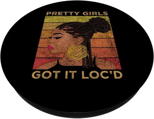 Vista 2 de Pretty Girls Got It Loc'd Dreadlocks Melanin Afro Lover regalo PopSockets intercambiables PopGrip