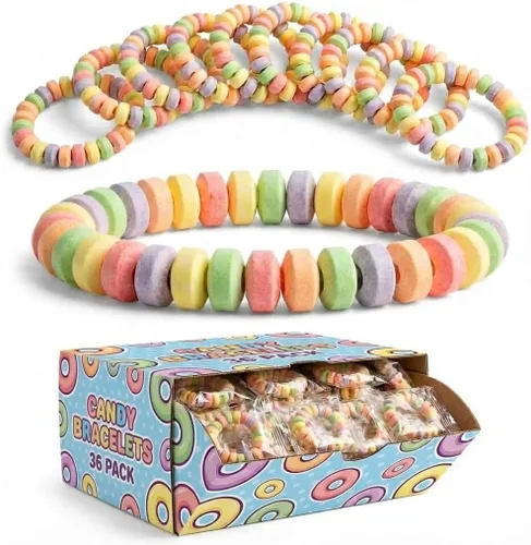 Vista 9 de Pulseras de caramelo – Estuche a granel 864 piezas, envueltas individualmente, pulseras de joyería de caramelo de 2.5 pulgadas, elásticas