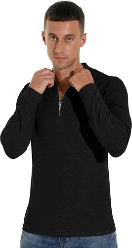 Vista 3 de Sailwind Polo de manga larga de punto gofre para hombre con cremallera de un cuarto