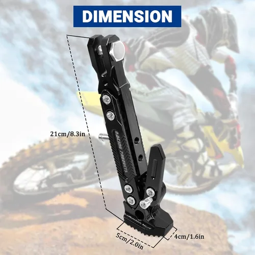 Vista 4 de Soporte de trípode ajustable para motocicleta, soporte lateral para motocicleta (negro)