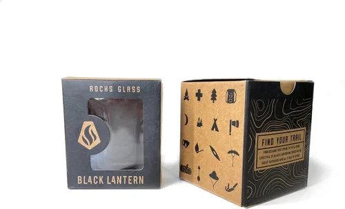 Vista 6 de Juego de vasos de whisky de paisaje de playa Black Lantern Juego de 2 vasos estilo antiguo de 11 oz Vasos de cóctel con base pesada en caja