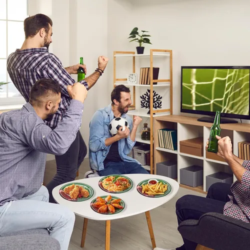 Vista 6 de Dereinwo 35 platos de fútbol – Decoraciones de fiesta de fútbol 2025, platos desechables de 9 pulgadas para postre aperitivo, cena, suministros