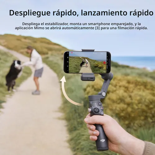 Vista 5 de DJI Osmo Mobile 7P Bundle, estabilizador de cardán para iPhone, Android, seguimiento nativo, iluminación, cardán de teléfono de 3 ejes, barra