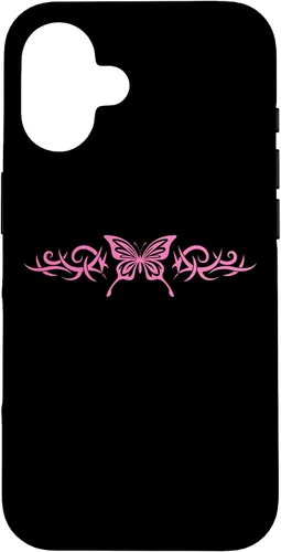 Vista 32 de Pink Butterfly Tattoo Harajuku Grunge Egirl y2k Aesthetic Case for iPhone 17
