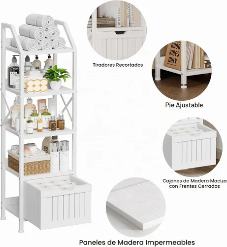 Vista 4 de Homeiju Estante organizador de almacenamiento de baño de 5 niveles