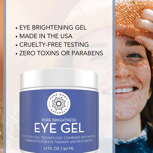 Vista 3 de Pure Body Naturals Gel de ojos que desafía la edad para arrugas y círculos, crema de ojos para tratamiento de bolsas debajo de los ojos, 1.7 onzas
