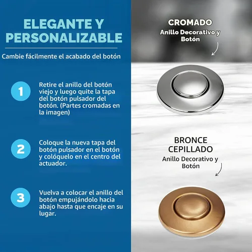Vista 6 de Insinkerator STC-BIS Botón pulsador interruptor SinkTop, Color Bizcocho Biscuit