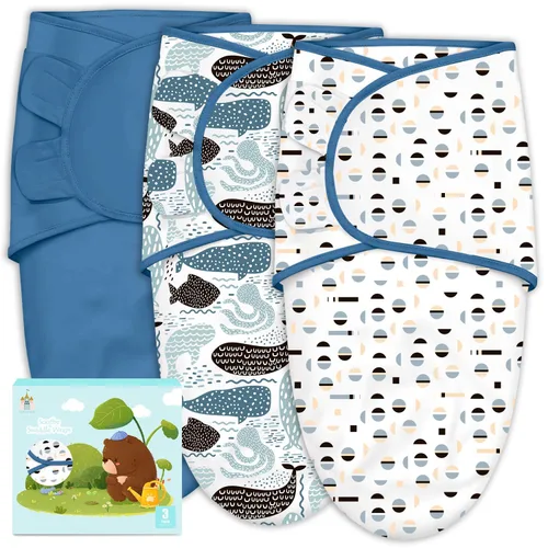 Vista 10 de Cute Castle 3 paquetes de sacos de dormir para bebé - Saco de dormir para recién nacido - Manta para envolver ergonómica para bebé para niños y Azul