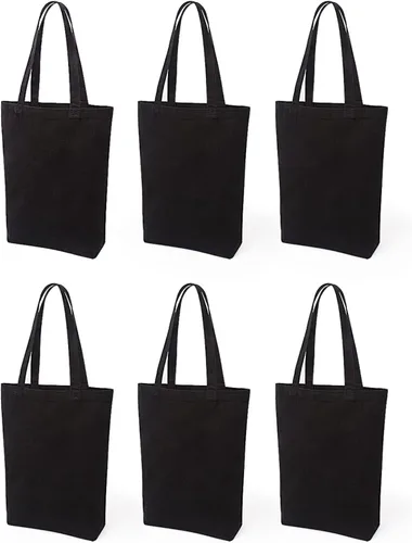 Vista 10 de Lily Queen - Bolsa de lona natural reutilizable para compras, Negro - Paquete de 12