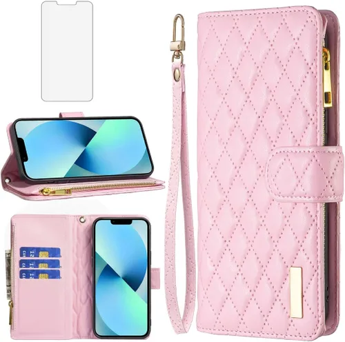 Vista 9 de Asuwish Funda de teléfono para iPhone 13 Pro de 6.1 pulgadas con protector de pantalla de vidrio templado y tarjetero de cuero con tapa