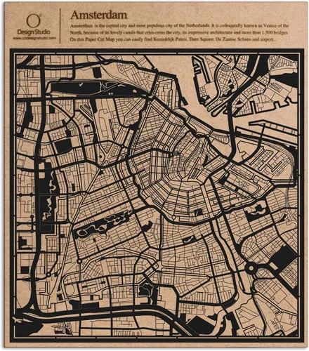 Vista 43 de O3 Design Studio Abu Dhabi - Mapa de corte de papel negro (12 x 12 pulgadas)