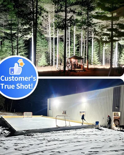Vista 4 de Luz de inundación LED de 200 W para exteriores con enchufe+cable de 10 pies, luz de seguridad súper brillante de 24000 lúmenes, luz de trabajo LED