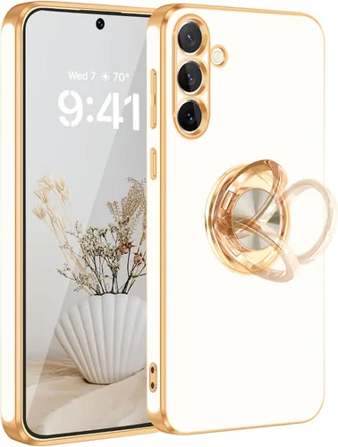 Vista 37 de Fingic Compatible con Samsung Galaxy S22 Funda con Soporte de Anillo, [Soporte de Anillo Giratorio 360° Magnético con Kickstand][Borde Dorado