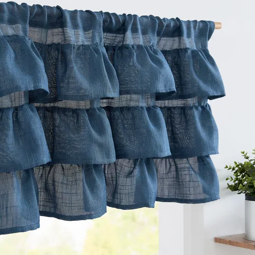 Vista 26 de jinchan Cortinas de cenefa para ventanas de 16 pulgadas, coloridos mini pompones, cenefa de cocina de granja, cenefa de gasa semitransparente